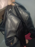 太平鸟女装短外套PU皮衣女秋装时尚高级感翻领旷野美拉德 黑色2 M  实拍图