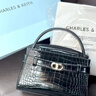 CHARLES&KEITH鳄鱼纹凯莉包手提斜挎婚包包女包生日礼物CK2-50270880-1 Black黑色 S 实拍图