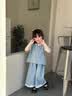 G.duck小黄鸭女童夏装牛仔套装2026新款儿童阔腿裤两件套宝宝夏季衣服 浅蓝色 120 (建议105-115cm 4-5.2周岁) 实拍图