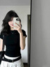 妍莉芬（yanlifen）连衣裙韩系气质穿搭一整套装女2026夏季新款黑色上衣半身裙两件套 黑色上衣+白色半裙【套装】含腰带 L 55/60kg 实拍图