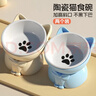 憨憨乐园猫碗陶瓷猫粮双碗斜口狗碗狗盆狗粮宠物幼猫咪吃饭食盆喝水喂食 实拍图