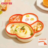 COOKSS 宝宝餐盘硅胶婴儿学吃饭分格儿童餐具辅食碗餐盘带吸盘 双拼橙 实拍图