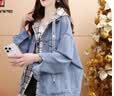 AEMAPE 宽松假两件连帽牛仔外套女2026新款春秋季短外套女慵懒风上衣 MX-10-8111_蓝色 XL (建议145-160斤) 实拍图