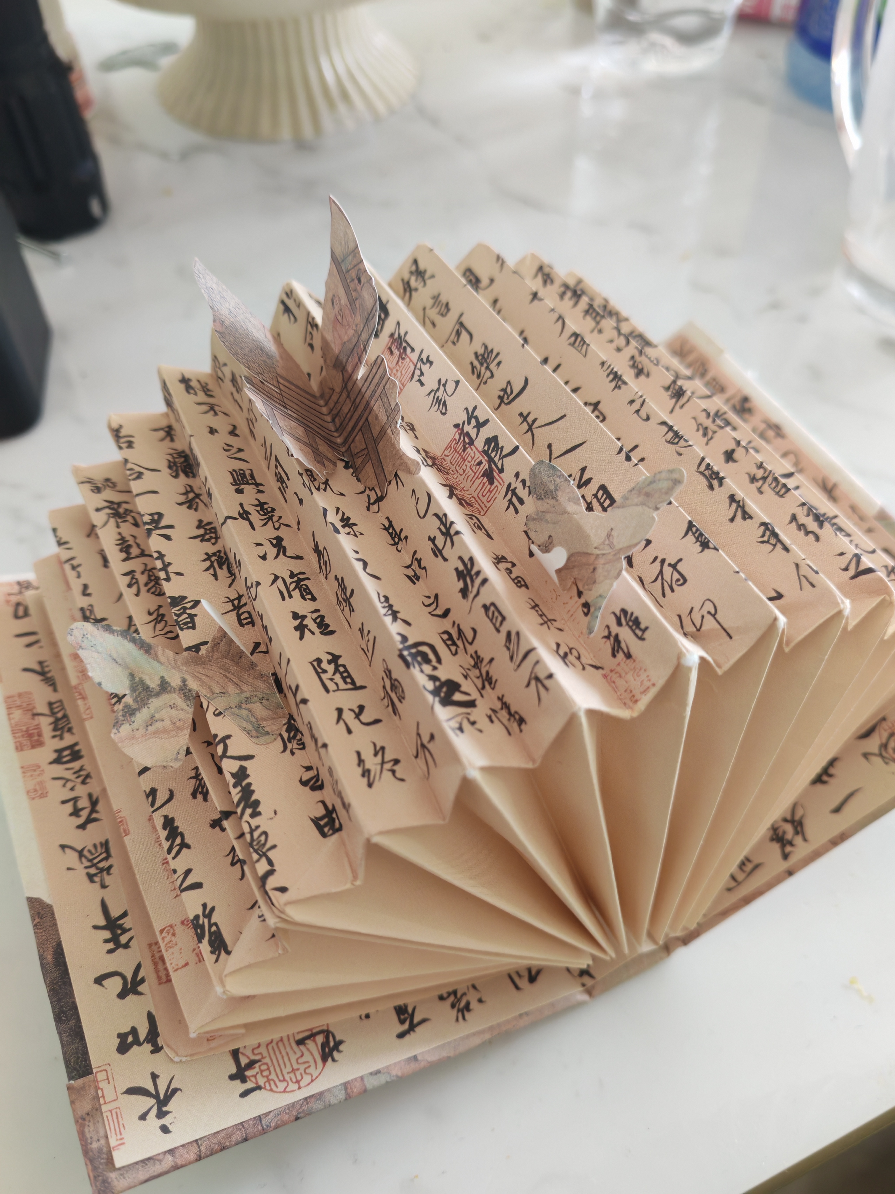 木墨苒书灯礼盒diy手工折叠纸书材料中国风高颜值氛围桌面摆件创意古风扇形书灯手工小夜灯毕业季送礼 兰亭集序 实拍图