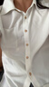 尚都比拉商务休闲白色衬衫女春秋季职业正装光泽感气质金属扣长袖衬衣上衣 实拍图