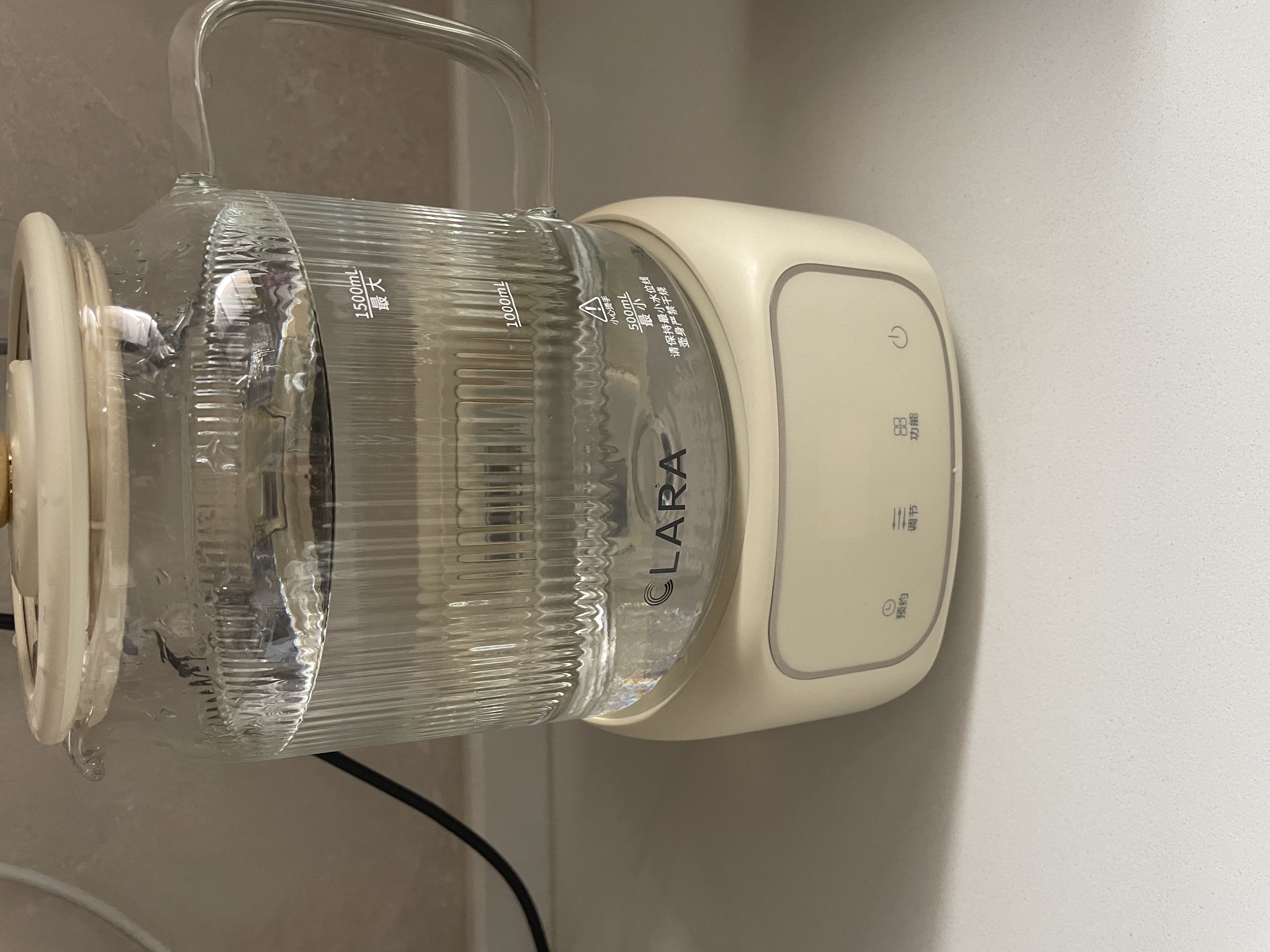 CLARA1.5L养生壶全玻璃恒温烧水壶泡奶机大容量多功能煮茶器热水壶0胶和0拼接【标配款】 实拍图