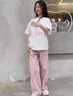 喜诗莱卫衣女连帽2026春秋新款小清新韩版学院风宽松慵懒风小个子套装女 粉色卫衣+牛仔裤 881# M 建议95-110斤 实拍图