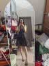 UR2026春季新款女装魅力蝴蝶结点缀船领超短连衣裙UWG760085 深灰 XS 实拍图