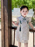 G.duck童装女童连衣裙夏季儿童汉服女宝宝旗袍裙周岁礼服洋气中国风裙子 杏色 110 （建议身高100cm 4-5岁）cm 实拍图