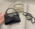 CHARLES&KEITH鳄鱼纹凯莉包手提斜挎婚包包女包生日礼物CK2-50270880-1 Black黑色 S 实拍图