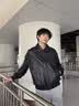 gxgjeans男装 简约设计宽松翻领真皮皮衣夹克外套男士 26春新品 黑色 L (175) 晒单实拍图