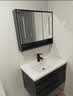 皇生金智能浴室柜陶瓷一体盆洗脸盆柜卫生间卫浴洗漱台简约洗手盆柜组合 轻奢灰+智能镜柜半+陶瓷盆80cm 实拍图