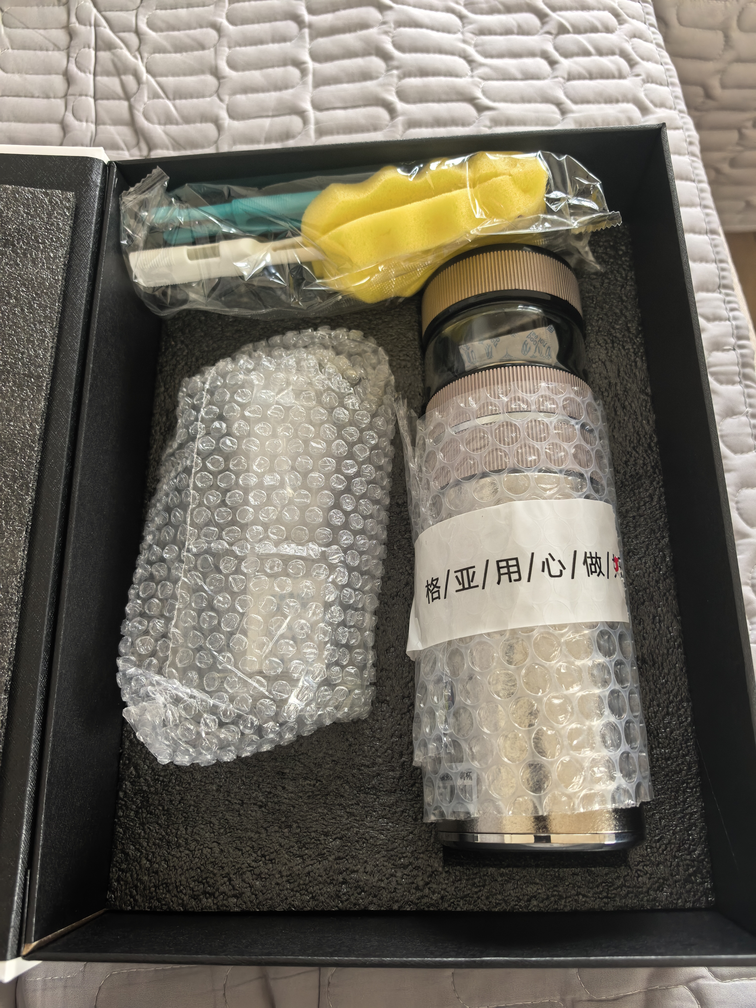 格亚（GEYA）纯钛保温杯茶水分离高档焖茶杯抑菌钛杯泡茶杯子水杯办公礼品定制 枪灰色【套装款】500ml 实拍图