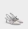 CHARLES&KEITH亮钻一字带尖头包头复古高跟凉鞋婚鞋子女鞋生日礼物CK1-61720199 Light Grey浅灰色 36 实拍图