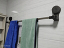 吸盘毛巾架免打孔卫生间置物架浴室毛巾杆壁挂式厕所浴巾收纳挂架 伸缩款透明黑【65-130cm】 实拍图