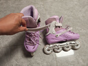 斯威（SWAY）轮滑鞋儿童溜冰鞋男女童初学套装中小学滑轮滑冰旱冰鞋成人直排轮 莫紫八轮全闪+头盔护具+一体支架 M (适合6-12岁)平时鞋码31-36 实拍图