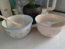 【天天低价】新款釉下彩陶瓷碗餐具套装少女心ins风陶瓷碗勺 【99%人选择】梦幻粉蓝两碗两勺 实拍图