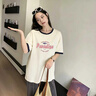 真维斯（Jeanswest）设计感小众短袖t恤女款夏季2026新款撞色纯棉半袖打底衫休闲上衣 实拍图