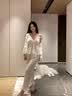 PAUL VALLONI赵露思同款真丝睡衣女夏季性感蕾丝吊带带胸垫三件套送闺蜜礼盒装 赵露思奶黄色同款 【礼盒装】 M 【建议80-100斤】 实拍图