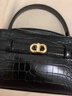 CHARLES&KEITH鳄鱼纹凯莉包手提斜挎婚包包女包生日母亲节礼物CK2-50270880-1 Black黑色 S 实拍图