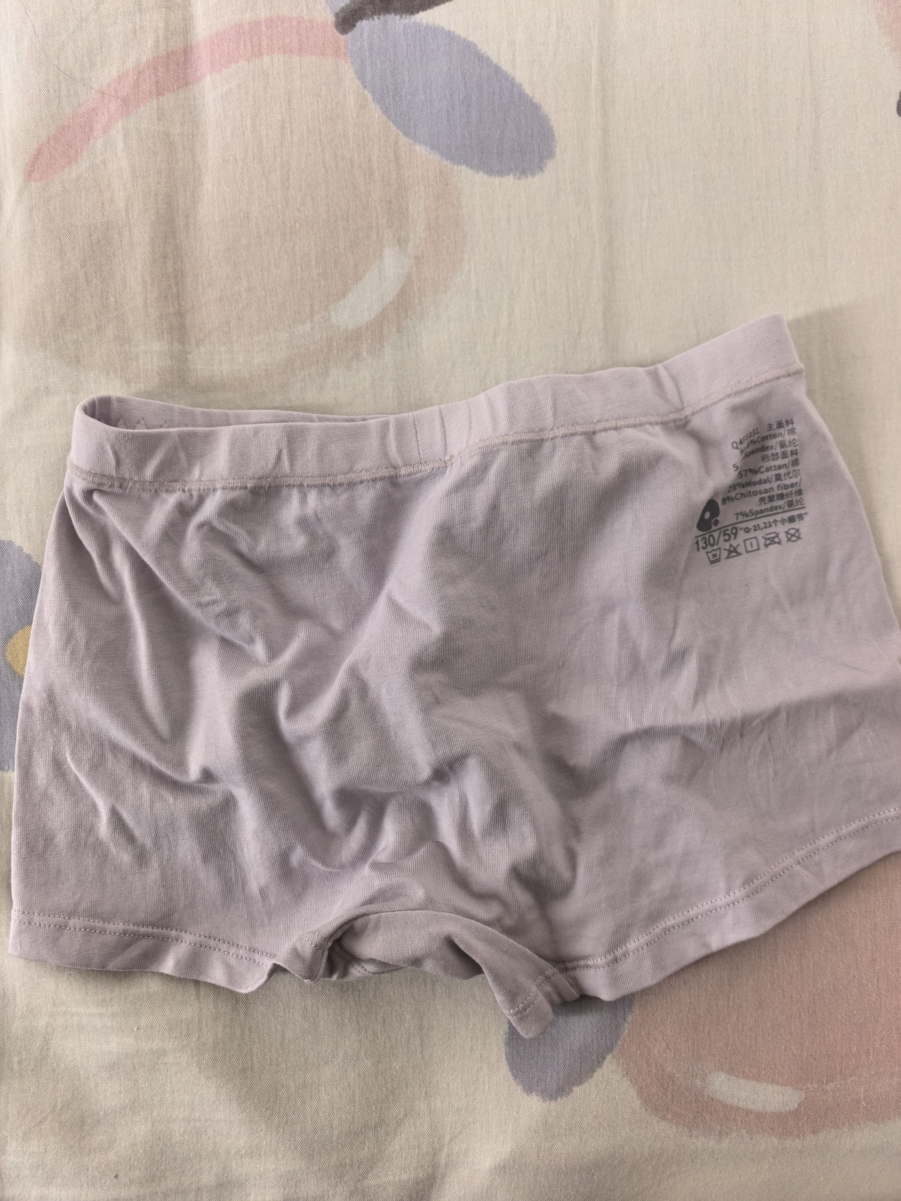 Q21【5A抑菌】儿童透气纯棉内裤男女童抑菌排汗平角三角短裤 【女平角】梦幻粉+莫奈紫+米色(3条） 130 建议体重43~55斤 实拍图