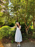 苒琦妈咪孕妇装夏装孕妇连衣裙v领绣花甜美时尚过膝长裙夏季孕妇裙子 蓝色 L 实拍图