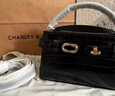 CHARLES&KEITH鳄鱼纹凯莉包手提斜挎婚包包女包生日礼物CK2-50270880-1 Black黑色 S 实拍图