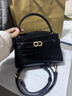 CHARLES&KEITH鳄鱼纹凯莉包手提斜挎婚包包女包生日礼物CK2-50270880-1 Black黑色 S 实拍图