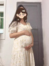 梵昇昱孕妇裙夏季韩版裙子中长款宽松时尚简约显瘦碎花刺绣高级感连衣裙 刺绣碎花孕妇裙-米杏色 L(建议115-135斤） 实拍图