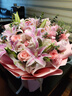 花艺湾母亲节鲜花同城配送玫瑰百合花束表白送女友老婆闺蜜生日礼物花店 感恩妈妈-33朵粉玫瑰粉康乃馨9朵粉百合混搭 全国同城配送 留言送花日期 实拍图