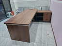 YOE.FTY老板办公桌办公室董事长大班台领导电脑桌单人工作台经理桌总裁桌 大叶胡桃+铁灰色（左副柜） 1.6*0.8米老板桌 实拍图