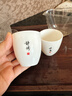 极素德化羊脂玉小茶杯白玉陶瓷茶杯薄胎白酒杯带字禅意家用主人杯单杯 黑字凝香杯-静修 实拍图