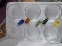 六色茶杯含杯架加厚耐热玻璃品茗杯水杯带把杯功夫茶具喝茶收纳 六色品茗杯（6只）+竹木杯架 100ml 实拍图