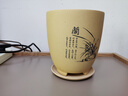 爵遇良品兰花花盆紫砂花盆家用兰草花盆兰花专用盆君子兰盆中小型陶瓷花盆 O款-蘭-黄色(配紫砂托) 图上标注 实拍图