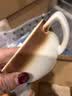 CLITON陶瓷咖啡杯专业大口拉花杯奶泡杯艺术拿铁杯压纹杯泽田杯一杯一碟 实拍图