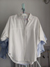 五分短袖衬衫女夏季韩系宽松显瘦纯色百搭衬衣气质减龄中袖小衫 浅蓝色 均码 （80-145斤） 实拍图