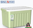 SPACEXPERT 衣物收纳箱特大号塑料整理箱车载储物箱80L绿色 1个装 带轮 实拍图