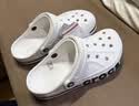 卡骆驰（CROCS）贝雅卡骆班洞洞鞋轻便耐磨一脚蹬休闲鞋女鞋时尚沙滩鞋|205089 白/深蓝-126 39 (240mm) 实拍图