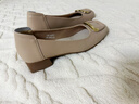 ZHR女鞋浅口单鞋女春秋粗跟通勤妈妈皮鞋2026新款船鞋女AH378杏色37 实拍图