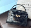 CHARLES&KEITH鳄鱼纹凯莉包手提斜挎婚包包女包生日母亲节礼物CK2-50270880-1 Black黑色 S 实拍图