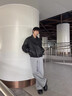gxgjeans男装 简约设计宽松翻领真皮皮衣夹克外套男士 26春新品 黑色 L (175) 晒单实拍图