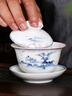 MULTIPOTENT茶具三才盖碗手绘青花山水薄胎瓷泡茶碗伴手礼物 实拍图