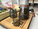 忆壶茶（YIHUTEA） 茶杯小品杯玻璃杯带把手耐热玻璃小茶碗品茗杯小杯子功夫茶具 松木杯架 实拍图