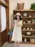 白鹿语女装夏季今年最流行的衣服2026新款连衣裙木耳边裙子 米杏色 M 实拍图