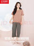 红豆居家睡衣女夏季纯棉休闲短袖短裤女士睡衣可外穿家居服粉色175/96A 实拍图