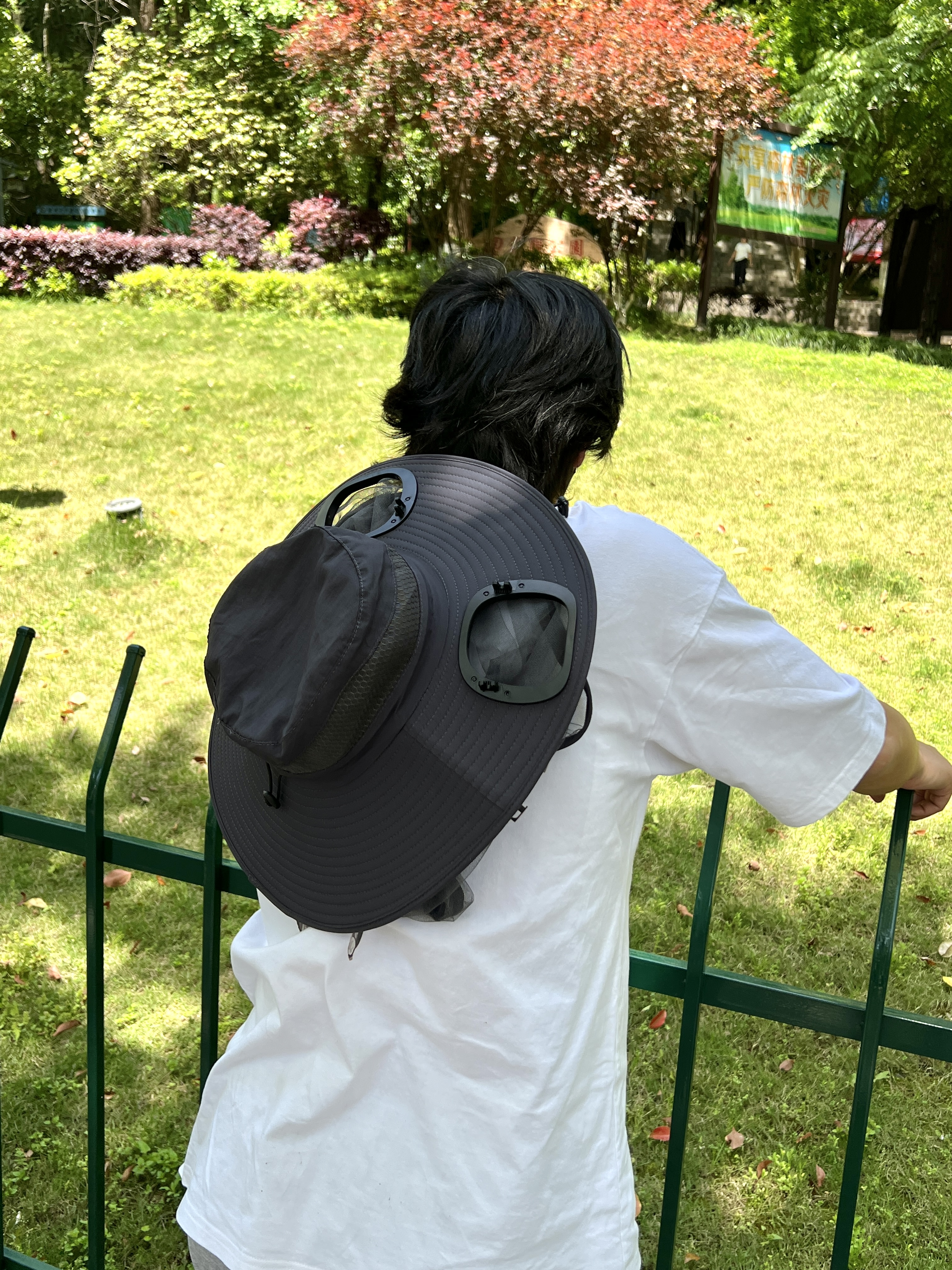 偶森防蚊虫大沿夏遮阳帽子男士养蜂人防晒帽大风力太阳能风扇帽钓鱼帽 实拍图