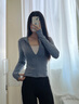 槿城瑜伽服女春秋长袖高弹速干透气运动外套健身服紧身显瘦上衣WT01 雾蓝-上衣 M （95-105斤） 实拍图