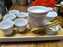 旅行茶具套装德化功夫茶具三才盖碗泡茶杯带茶盘公司活动伴手 10头纯白夏风盖碗六杯盘巾夹灰包 实拍图