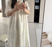 革曼孕妇装夏装宽松大码上衣遮肚子夏季裙子泡泡袖孕妇连衣裙夏天裙子 米白色 M(建议90-120斤) 实拍图