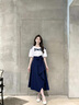 欧迪惠法式连衣裙女装2026年夏季新款小香风套装裙显瘦衣服裙子女中长款 蓝白 M 【建议98-110斤】 实拍图
